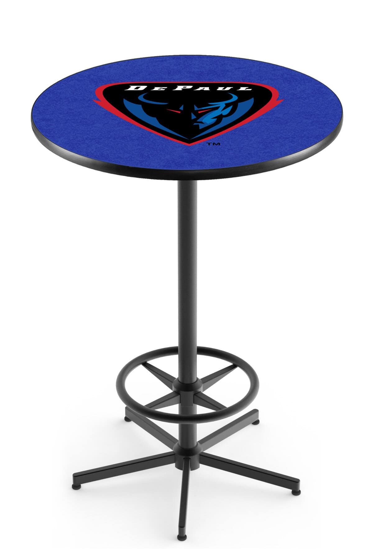 DePaul University 42-Inch Pub Table with 36-Inch Top, Star Base Base, and Black Wrinkle Finish