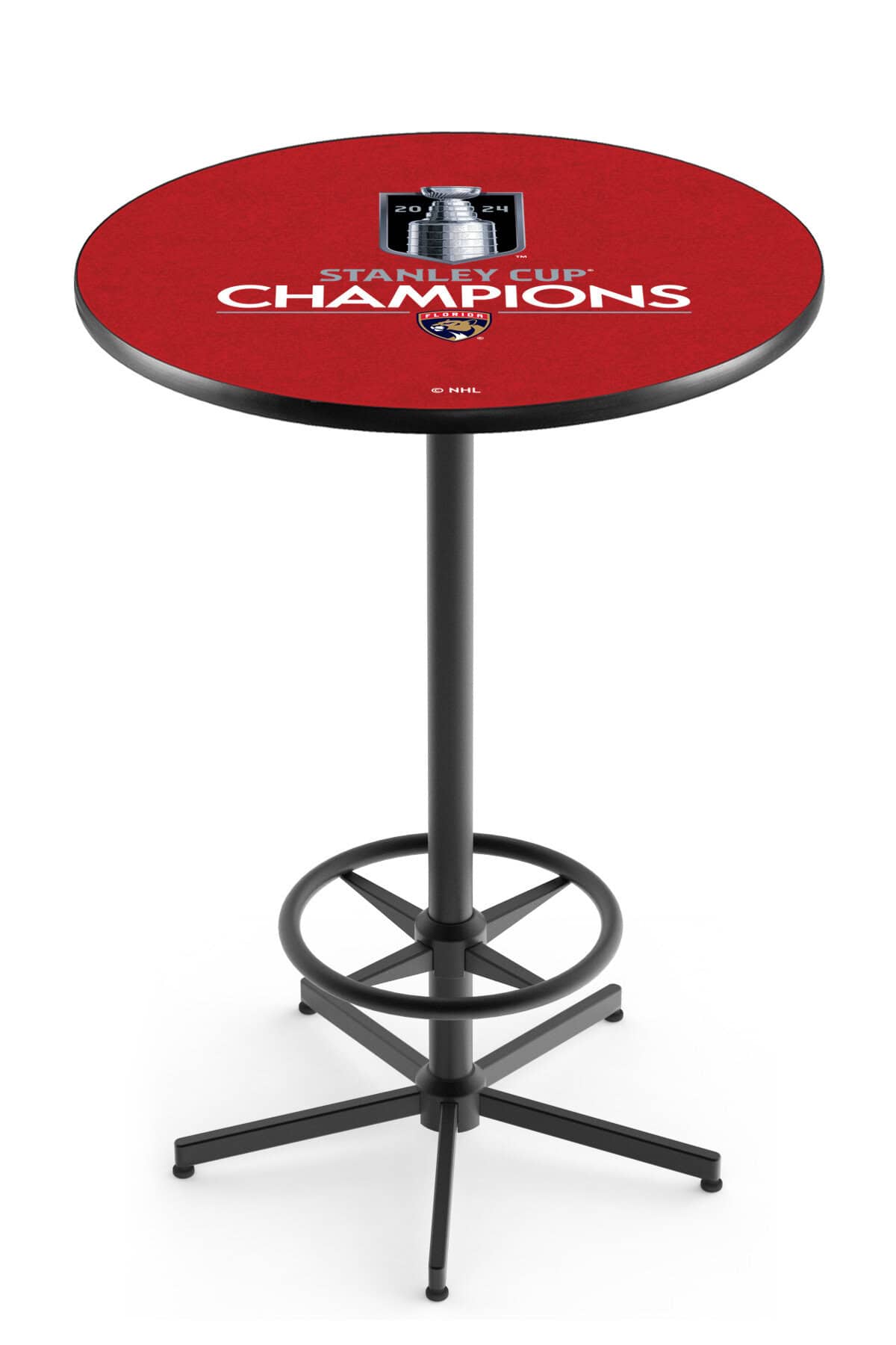 Florida Panthers - 2024 Stanley Cup 42-Inch Pub Table with 30-Inch Top, Star Base Base, and Black Wrinkle Finish