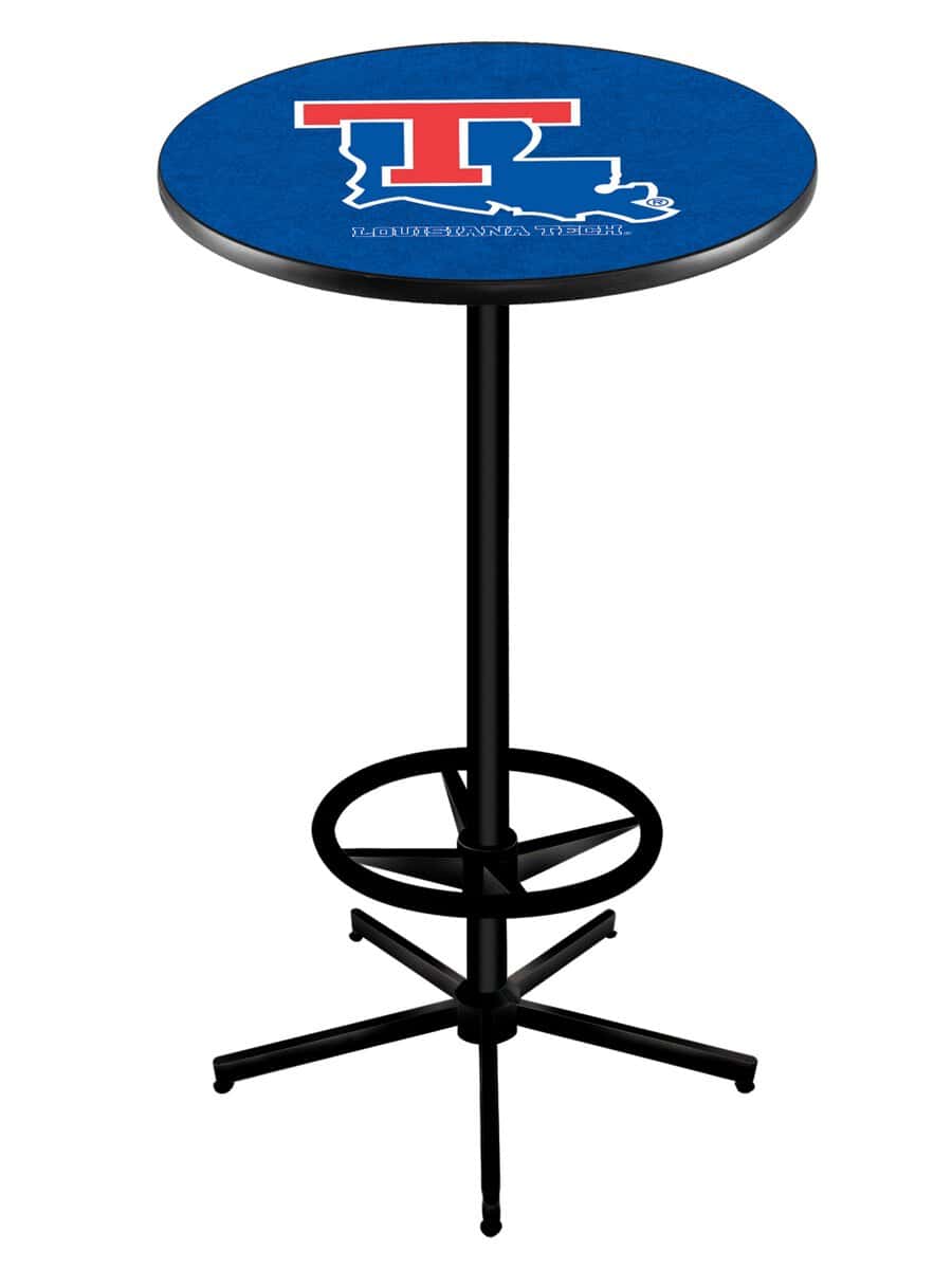 Louisiana Tech University 42-Inch Pub Table with 36-Inch Top, Star Base Base, and Black Wrinkle Finish