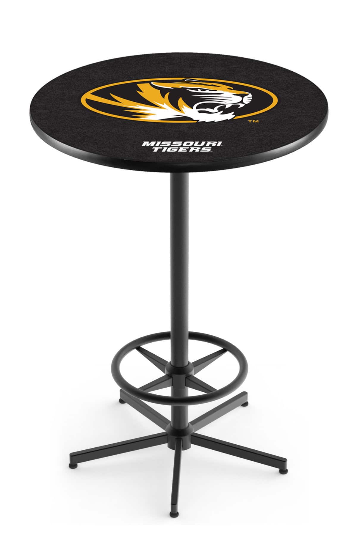 University of Missouri 42-Inch Pub Table with 36-Inch Top, Star Base Base, and Black Wrinkle Finish