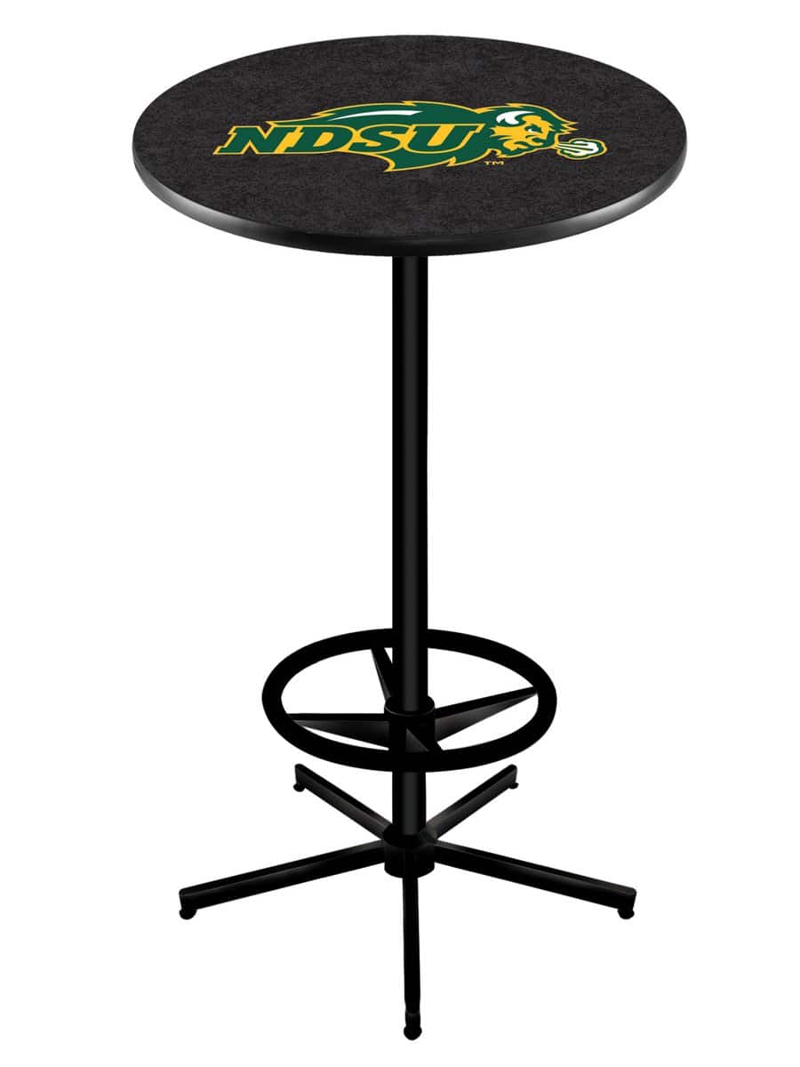 North Dakota State University 42-Inch Pub Table with 36-Inch Top, Star Base Base, and Black Wrinkle Finish (Black Top)