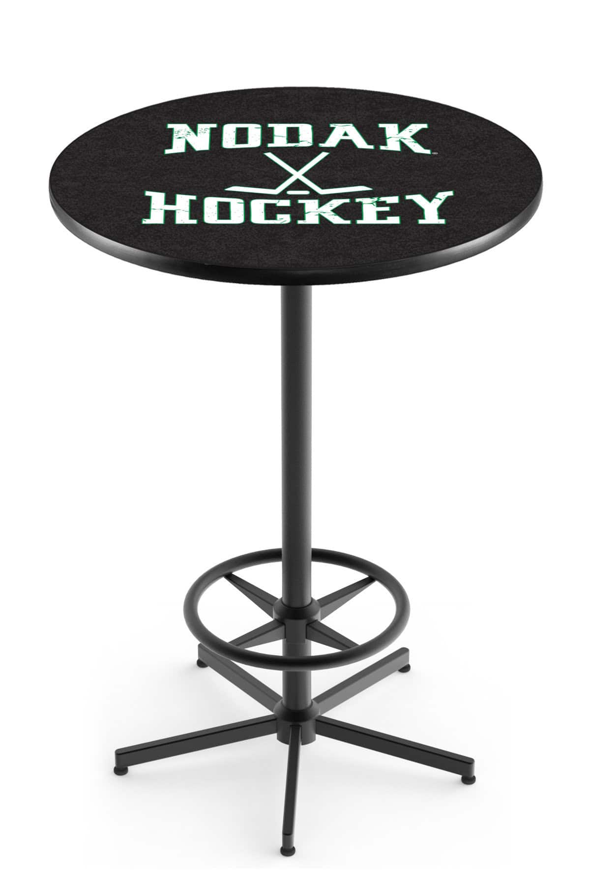 University of North Dakota (Hockey) 42-Inch Pub Table with 30-Inch Top, Star Base Base, and Black Wrinkle Finish