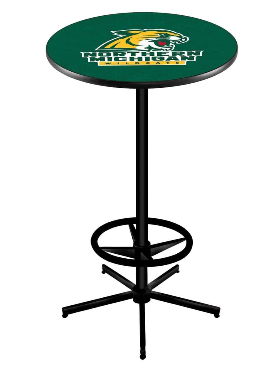 Northern Michigan University 42-Inch Pub Table with 36-Inch Top, Star Base Base, and Black Wrinkle Finish