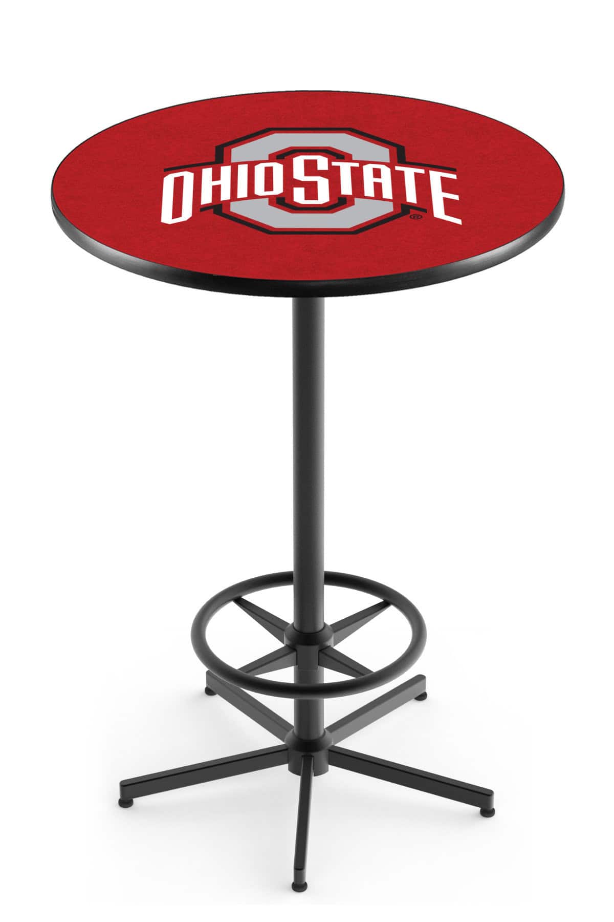 Ohio State University 42-Inch Pub Table with 36-Inch Top, Star Base Base, and Black Wrinkle Finish