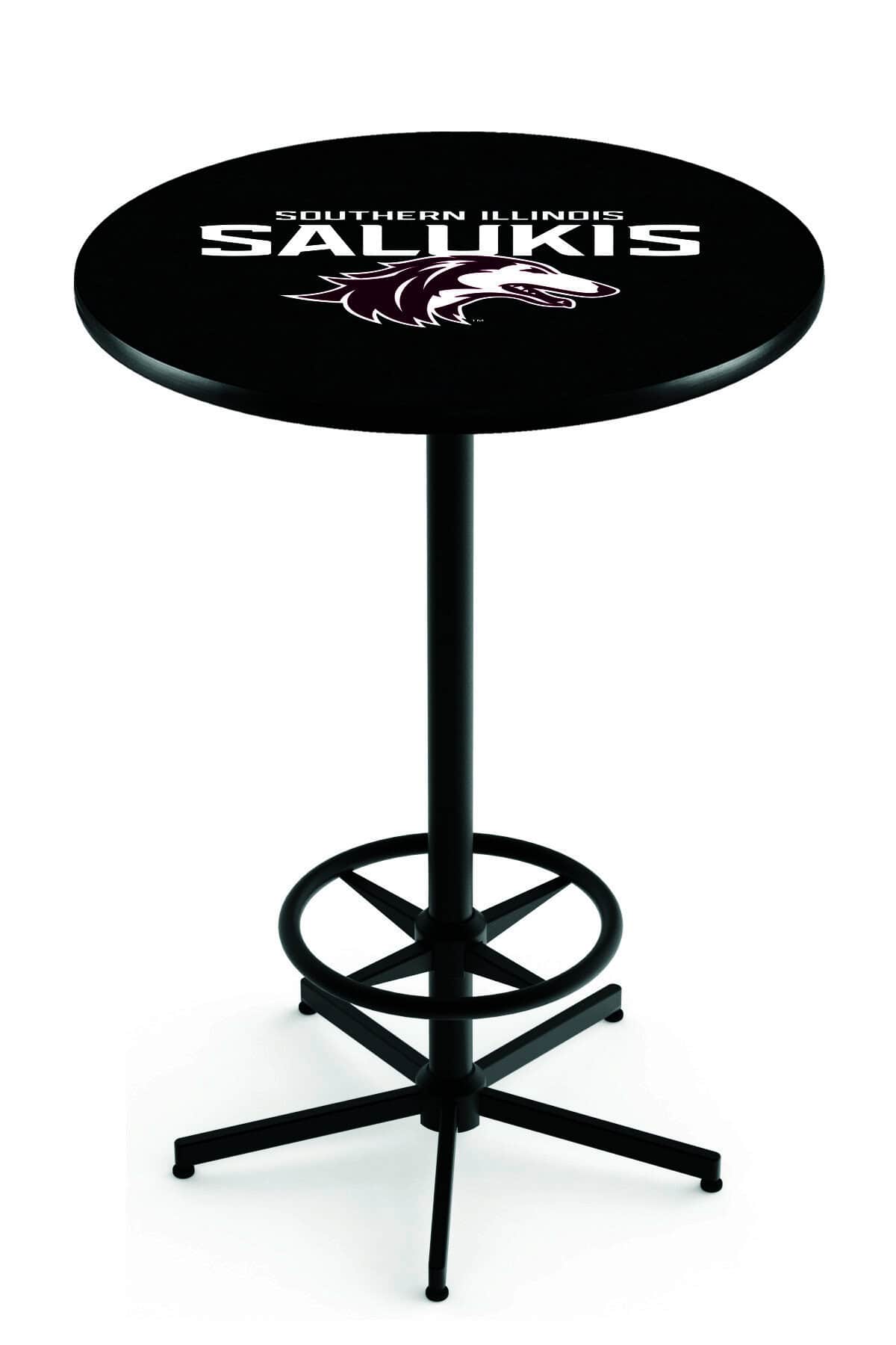 Southern Illinois University 42-Inch Pub Table with 30-Inch Top, Star Base Base, and Black Wrinkle Finish
