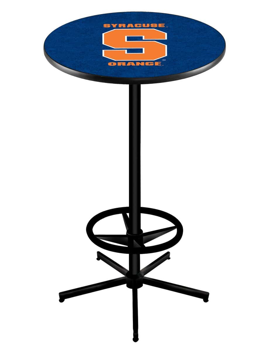 Syracuse University 42-Inch Pub Table with 36-Inch Top, Star Base Base, and Black Wrinkle Finish