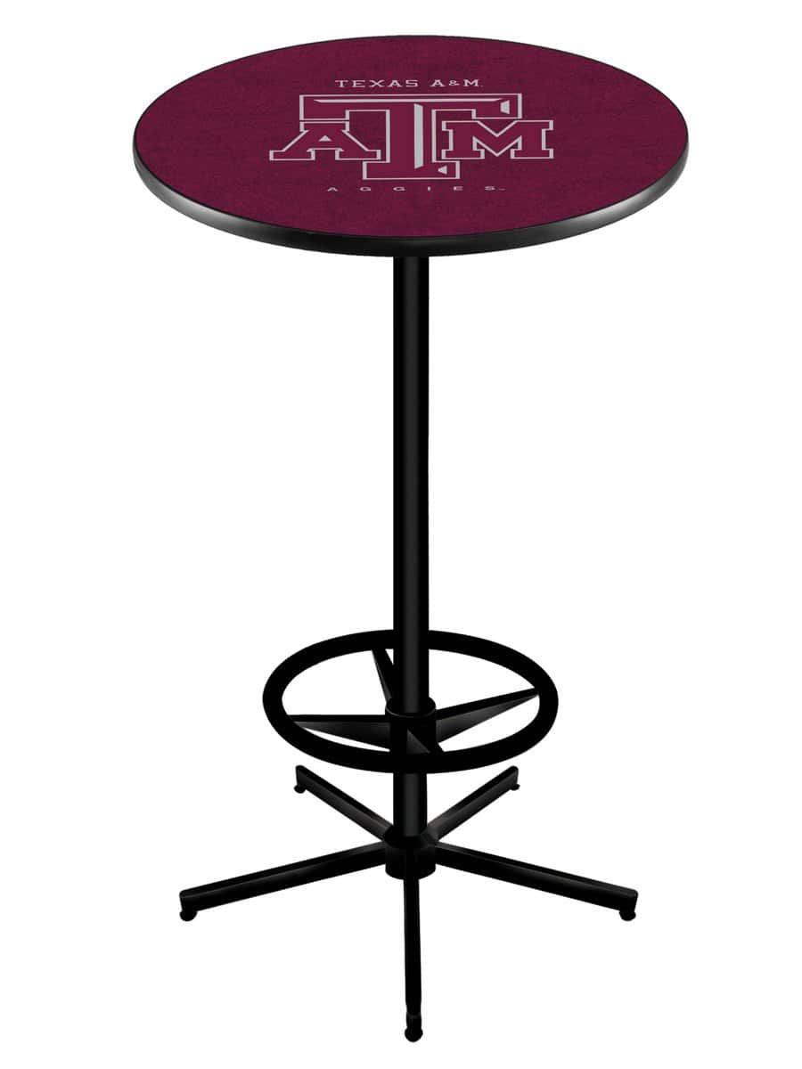 Texas A&M 42-Inch Pub Table with 36-Inch Top, Star Base Base, and Black Wrinkle Finish