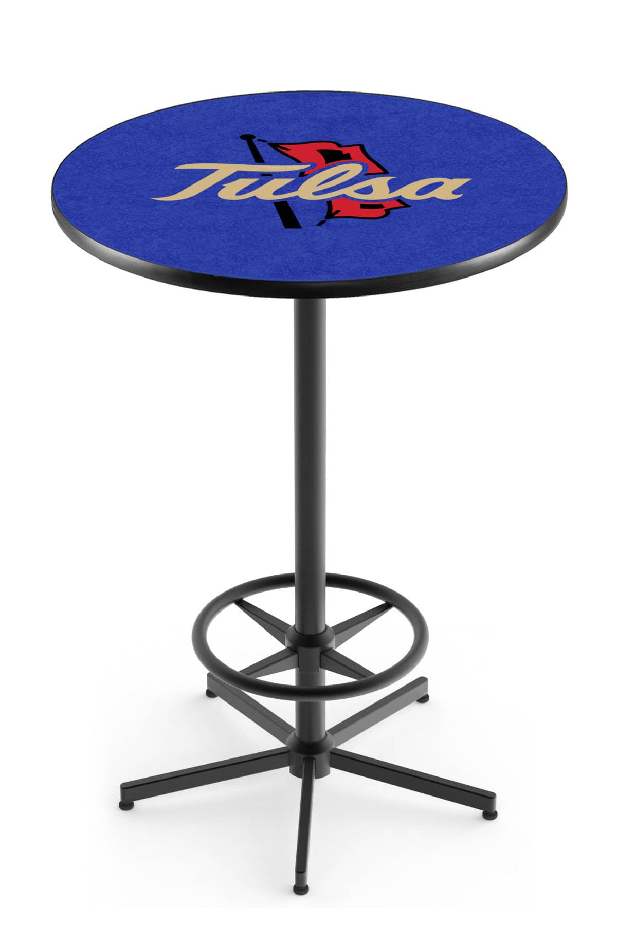 University of Tulsa 42-Inch Pub Table with 36-Inch Top, Star Base Base, and Black Wrinkle Finish