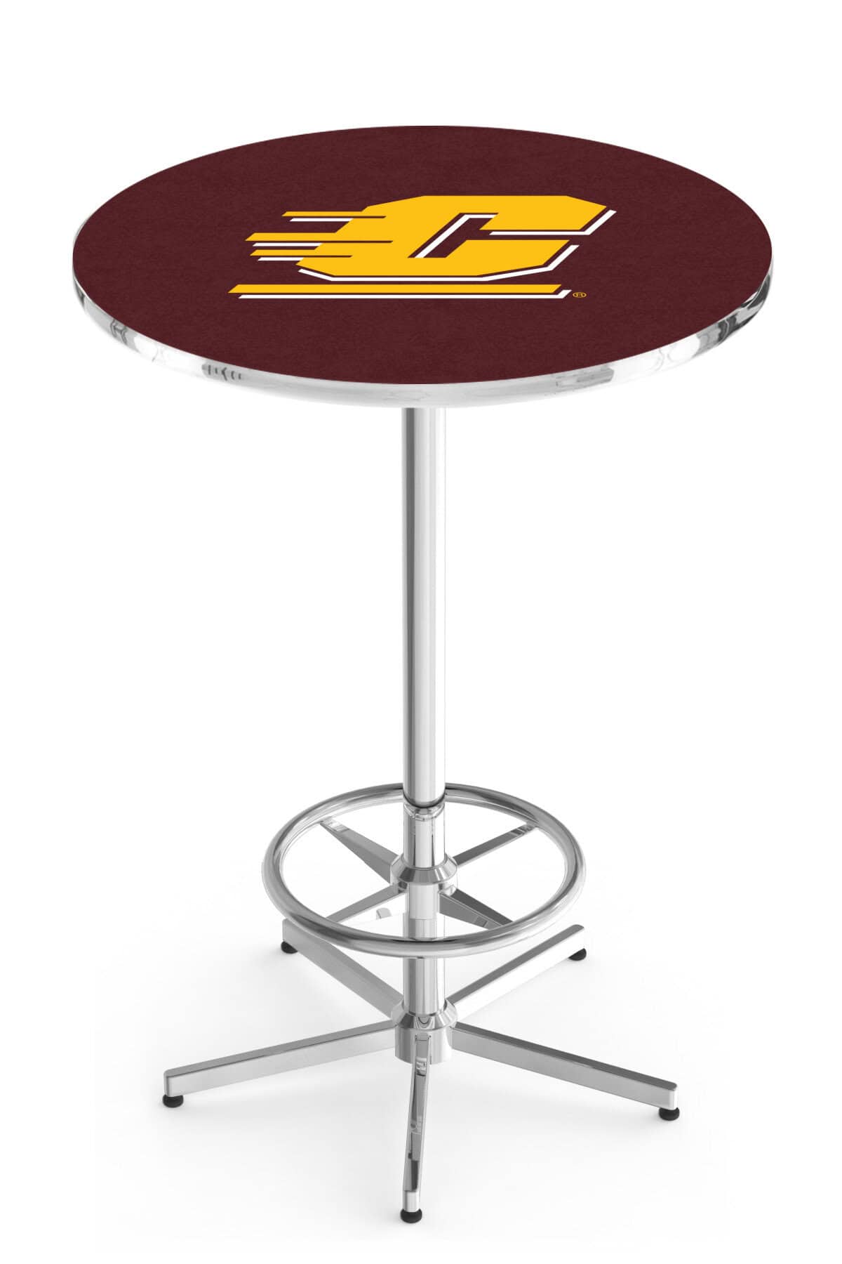 Central Michigan University 42-Inch Pub Table with 30-Inch Top, Star Base Base, and Chrome Finish