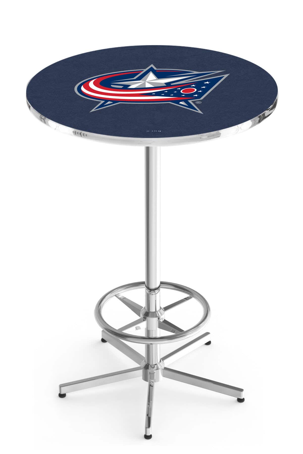 Columbus Blue Jackets 42-Inch Pub Table with 30-Inch Top, Star Base Base, and Chrome Finish