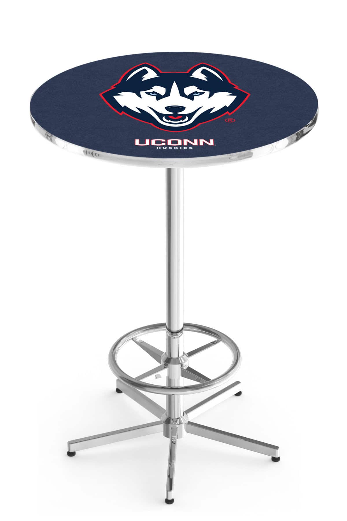 University of Connecticut 42-Inch Pub Table with 36-Inch Top, Star Base Base, and Chrome Finish