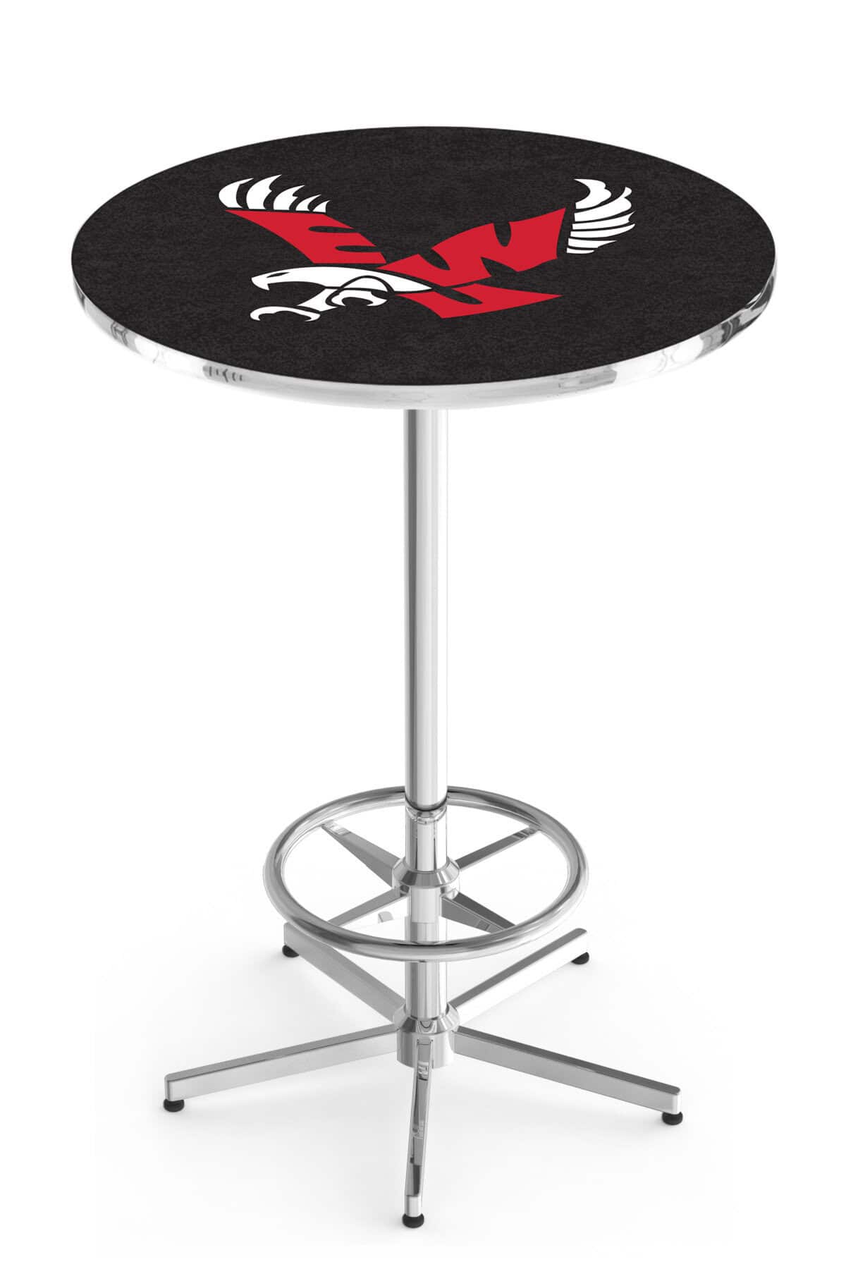 Eastern Washington University 42-Inch Pub Table with 30-Inch Top, Star Base Base, and Chrome Finish
