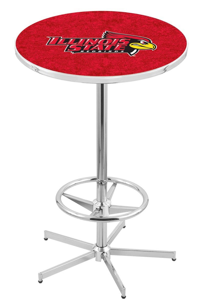 Illinois State University 42-Inch Pub Table with 36-Inch Top, Star Base Base, and Chrome Finish