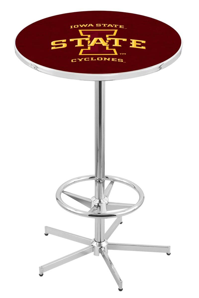 Iowa State University 42-Inch Pub Table with 36-Inch Top, Star Base Base, and Chrome Finish
