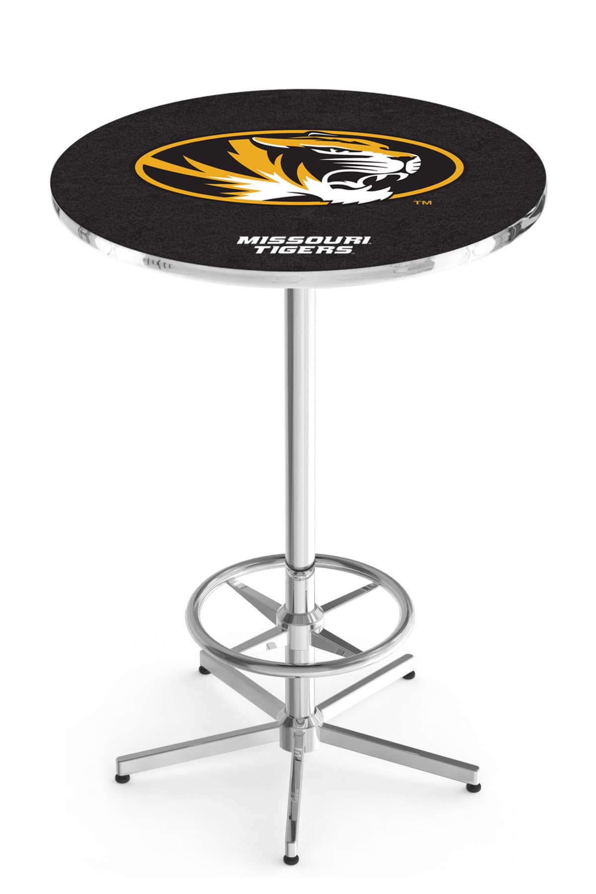 University of Missouri 42-Inch Pub Table with 30-Inch Top, Star Base Base, and Chrome Finish
