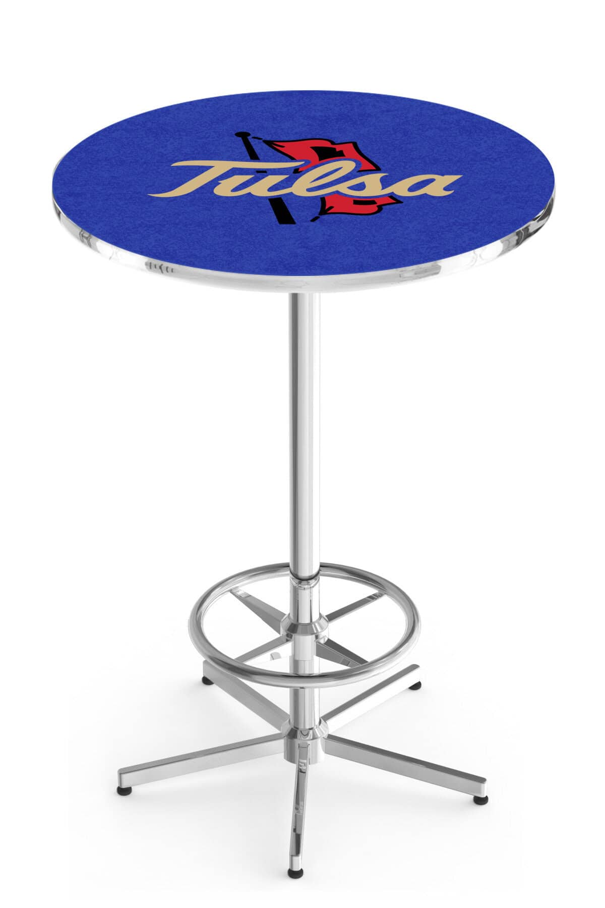 University of Tulsa 42-Inch Pub Table with 36-Inch Top, Star Base Base, and Chrome Finish