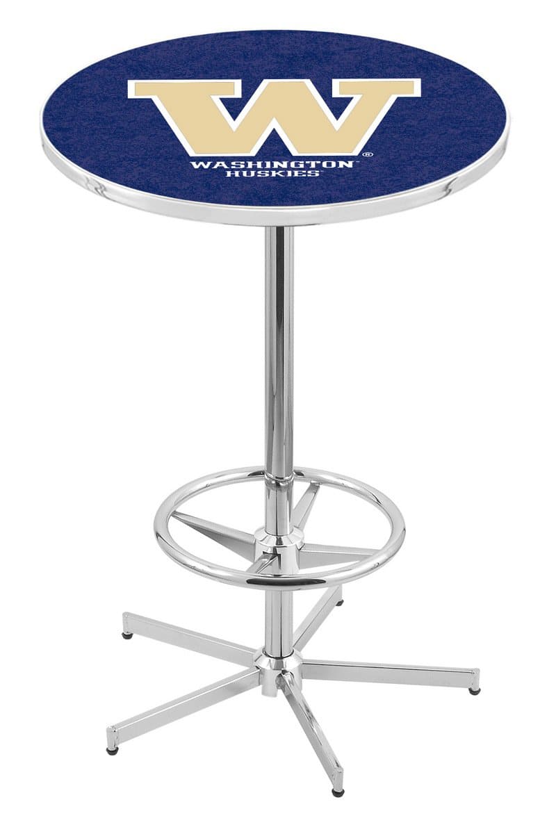 University of Washington 42-Inch Pub Table with 30-Inch Top, Star Base Base, and Chrome Finish
