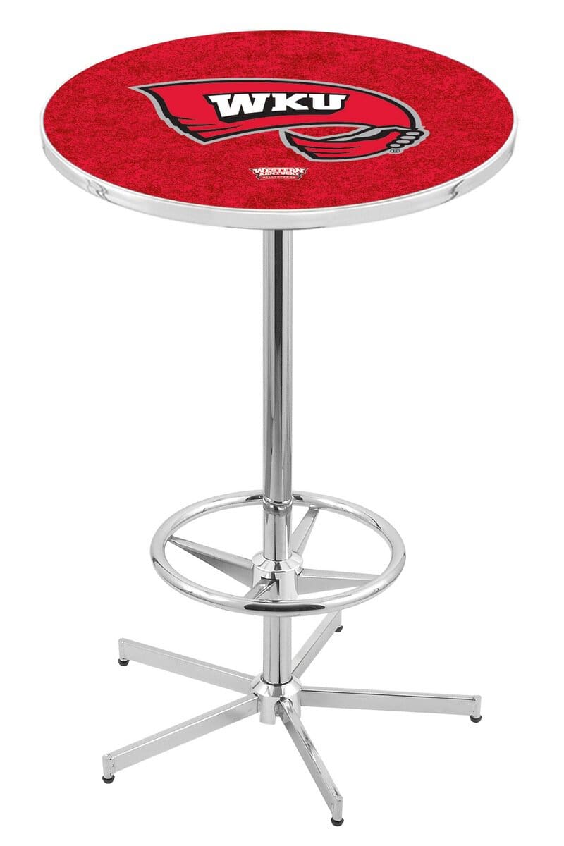 Western Kentucky University 42-Inch Pub Table with 36-Inch Top, Star Base Base, and Chrome Finish