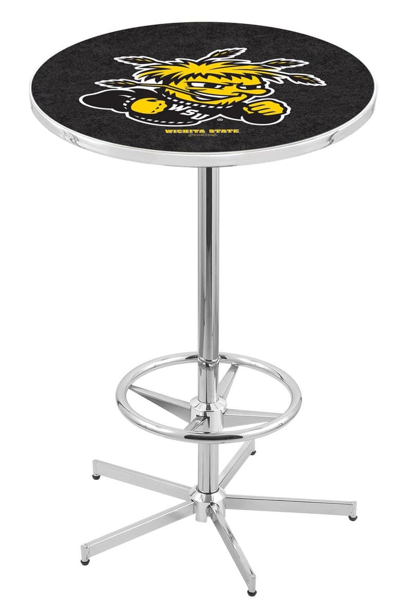 Wichita State University 42-Inch Pub Table with 30-Inch Top, Star Base Base, and Chrome Finish