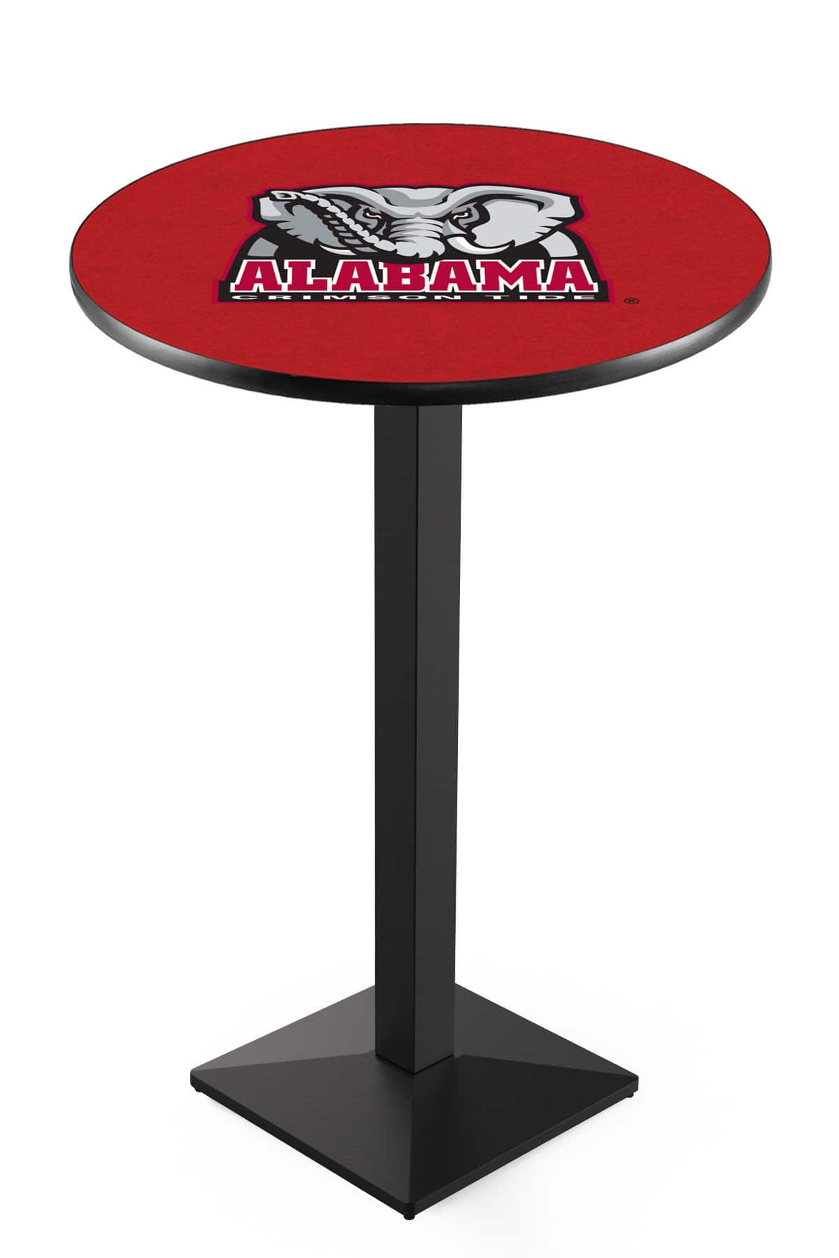University of Alabama (Elephant) 42-Inch Pub Table with 36-Inch Top, Square Base Base, and Black Wrinkle Finish