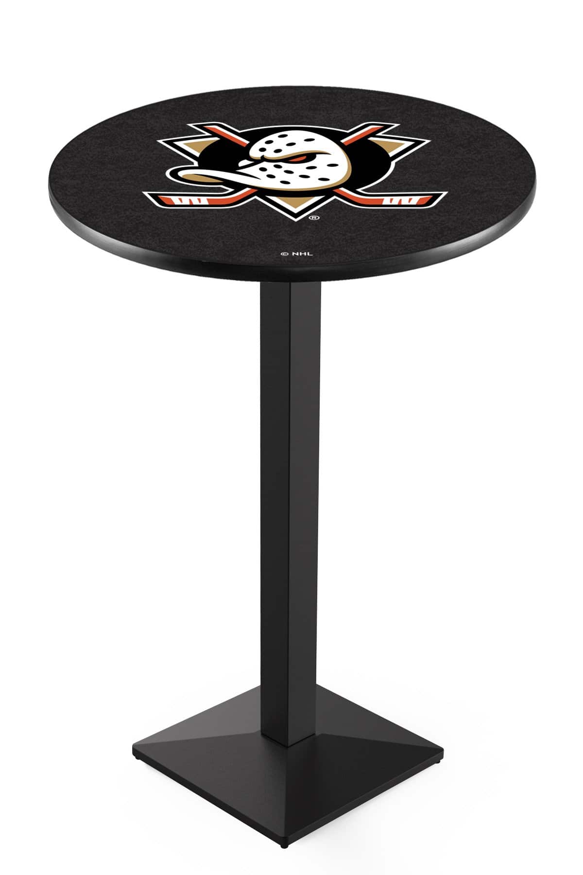 Anaheim Ducks 42-Inch Pub Table with 36-Inch Top, Square Base Base, and Black Wrinkle Finish