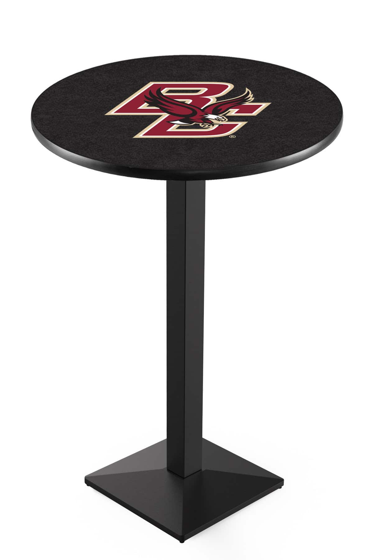 Boston College 42-Inch Pub Table with 30-Inch Top, Square Base Base, and Black Wrinkle Finish