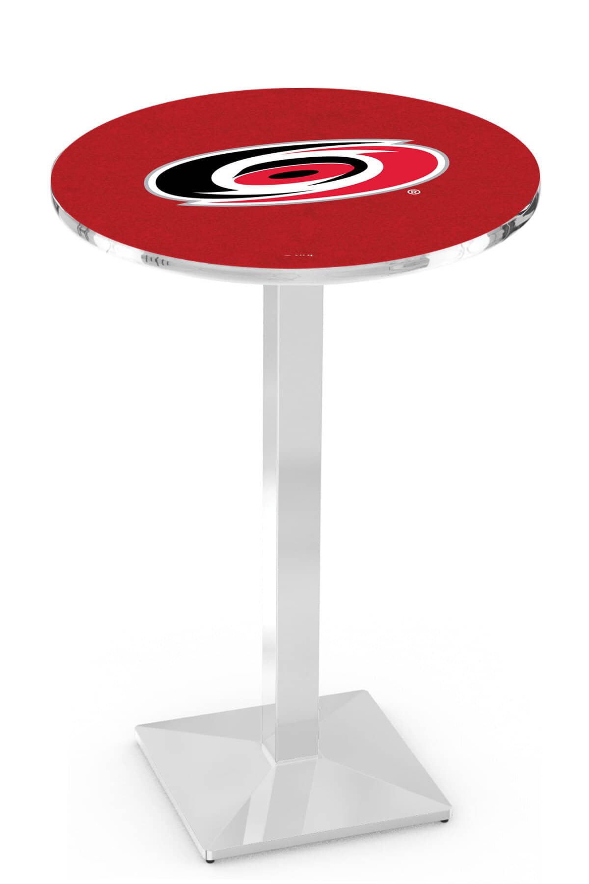 Carolina Hurricanes 36-Inch Pub Table with 36-Inch Top, Square Base Base, and Chrome Finish