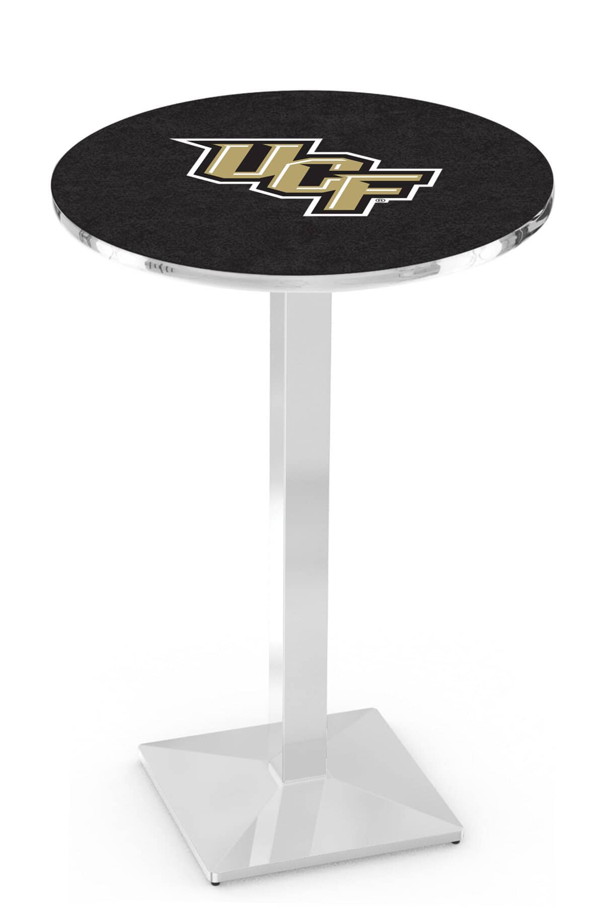 University of Central Florida 36-Inch Pub Table with 36-Inch Top, Square Base Base, and Chrome Finish