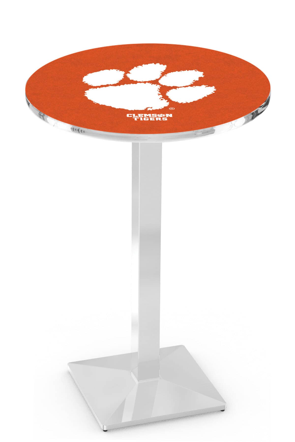 Clemson 42-Inch Pub Table with 36-Inch Top, Square Base Base, and Chrome Finish