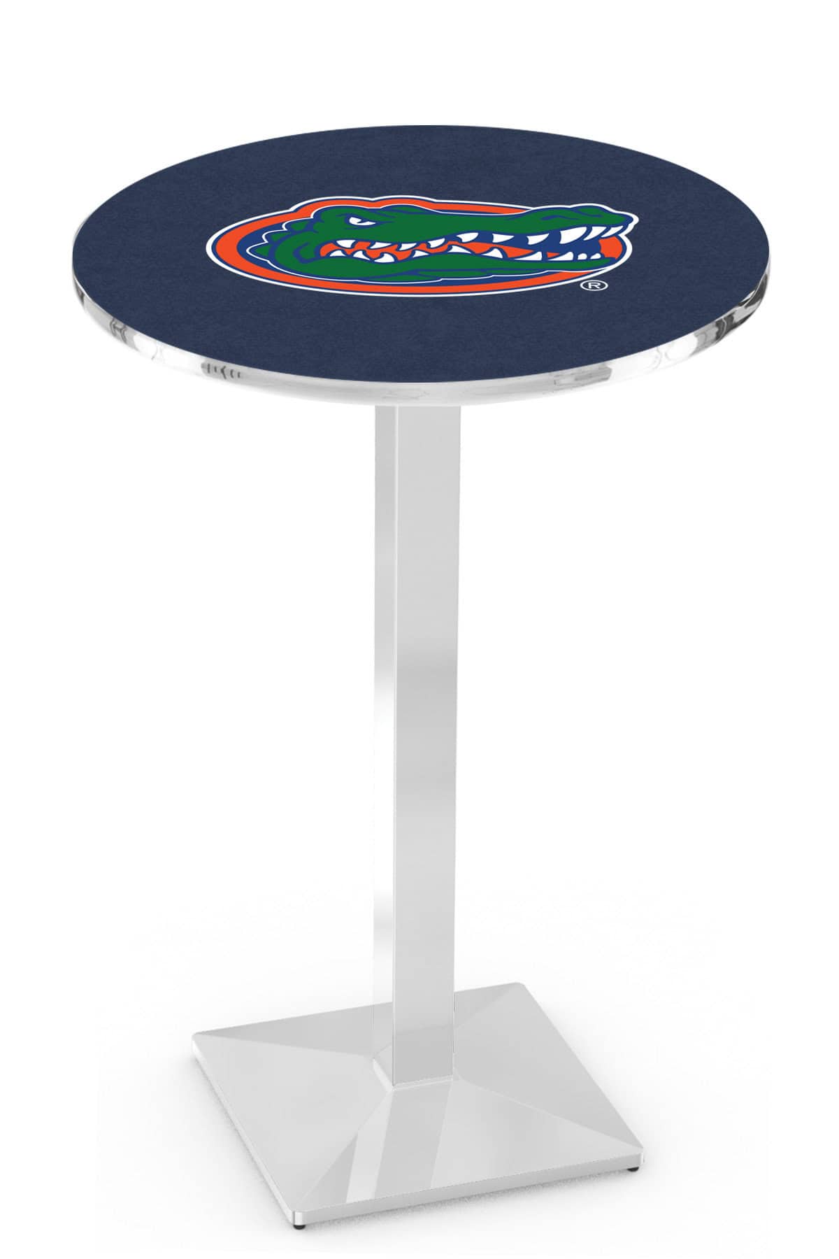 University of Florida 36-Inch Pub Table with 36-Inch Top, Square Base Base, and Chrome Finish