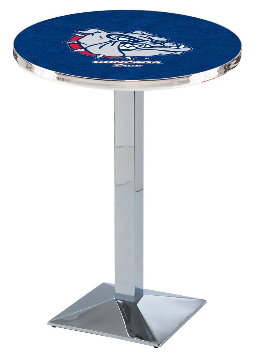 Gonzaga 42-Inch Pub Table with 36-Inch Top, Square Base Base, and Chrome Finish