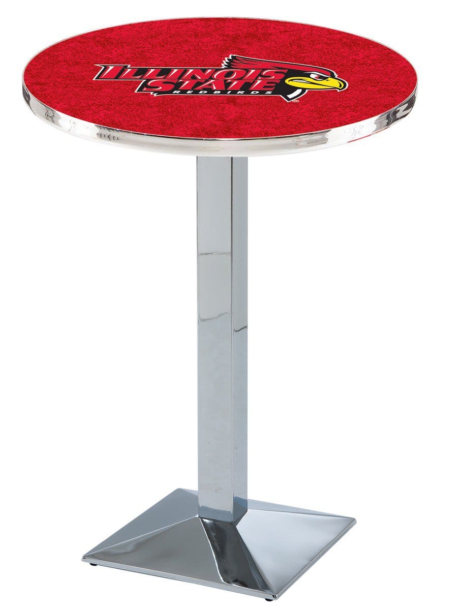 Illinois State University 42-Inch Pub Table with 30-Inch Top, Square Base Base, and Chrome Finish