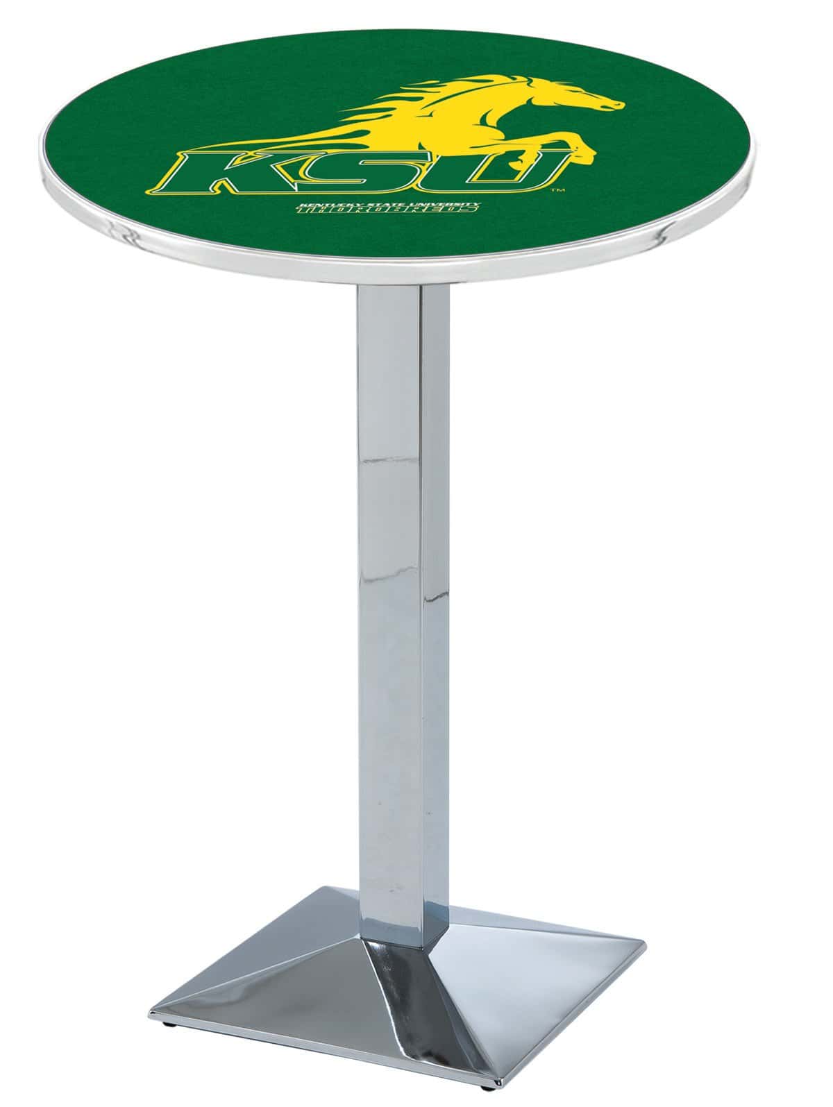 Kentucky State University 42-Inch Pub Table with 36-Inch Top, Square Base Base, and Chrome Finish