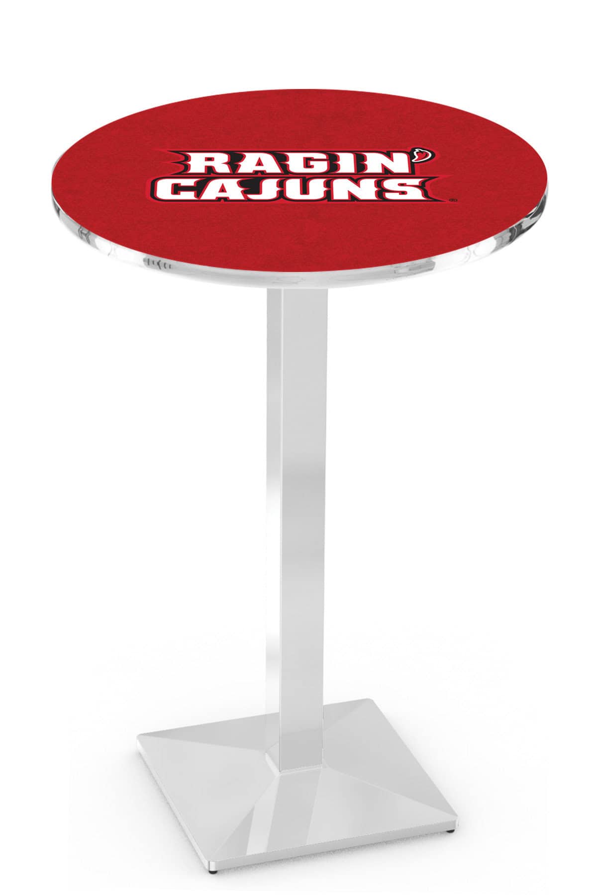 University of Louisiana at Lafayette 42-Inch Pub Table with 36-Inch Top, Square Base Base, and Chrome Finish