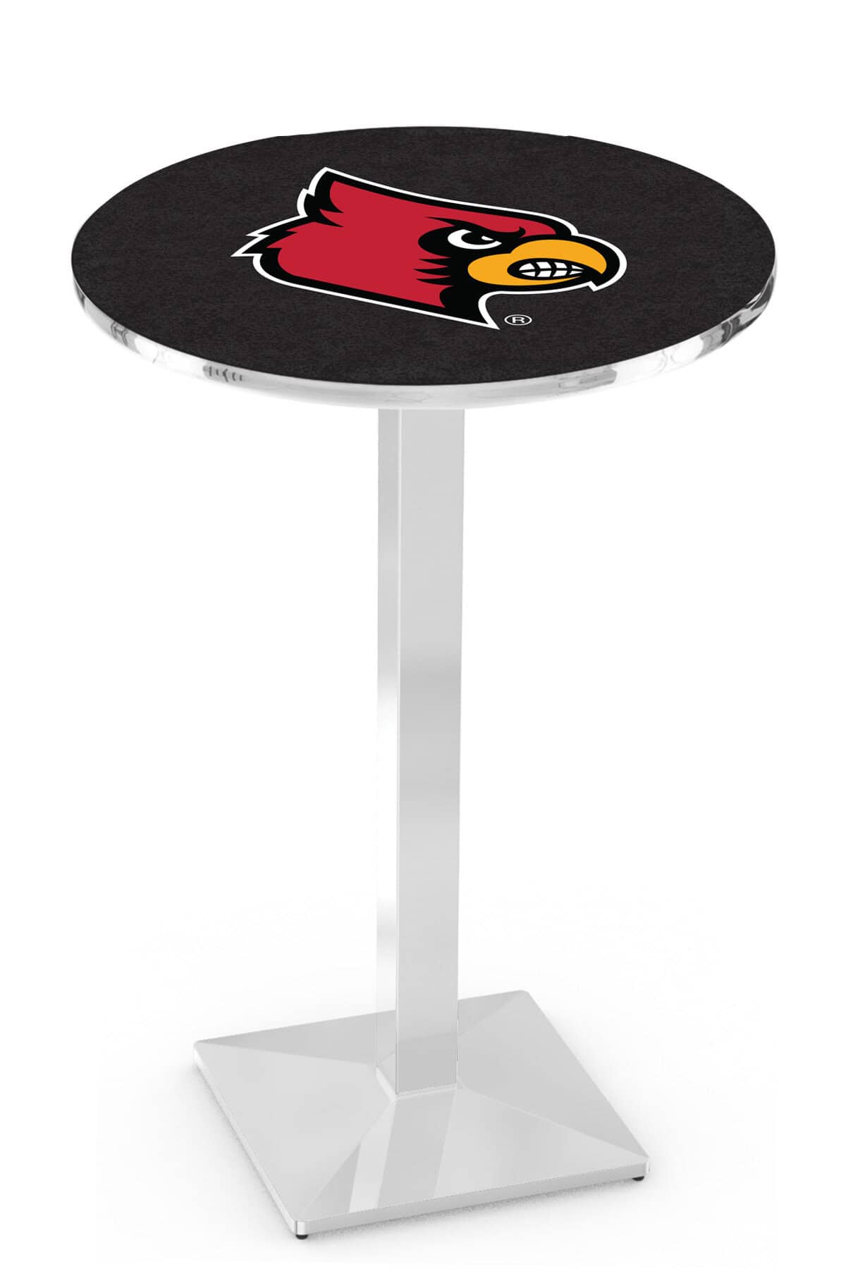 University of Louisville 42-Inch Pub Table with 30-Inch Top, Square Base Base, and Chrome Finish