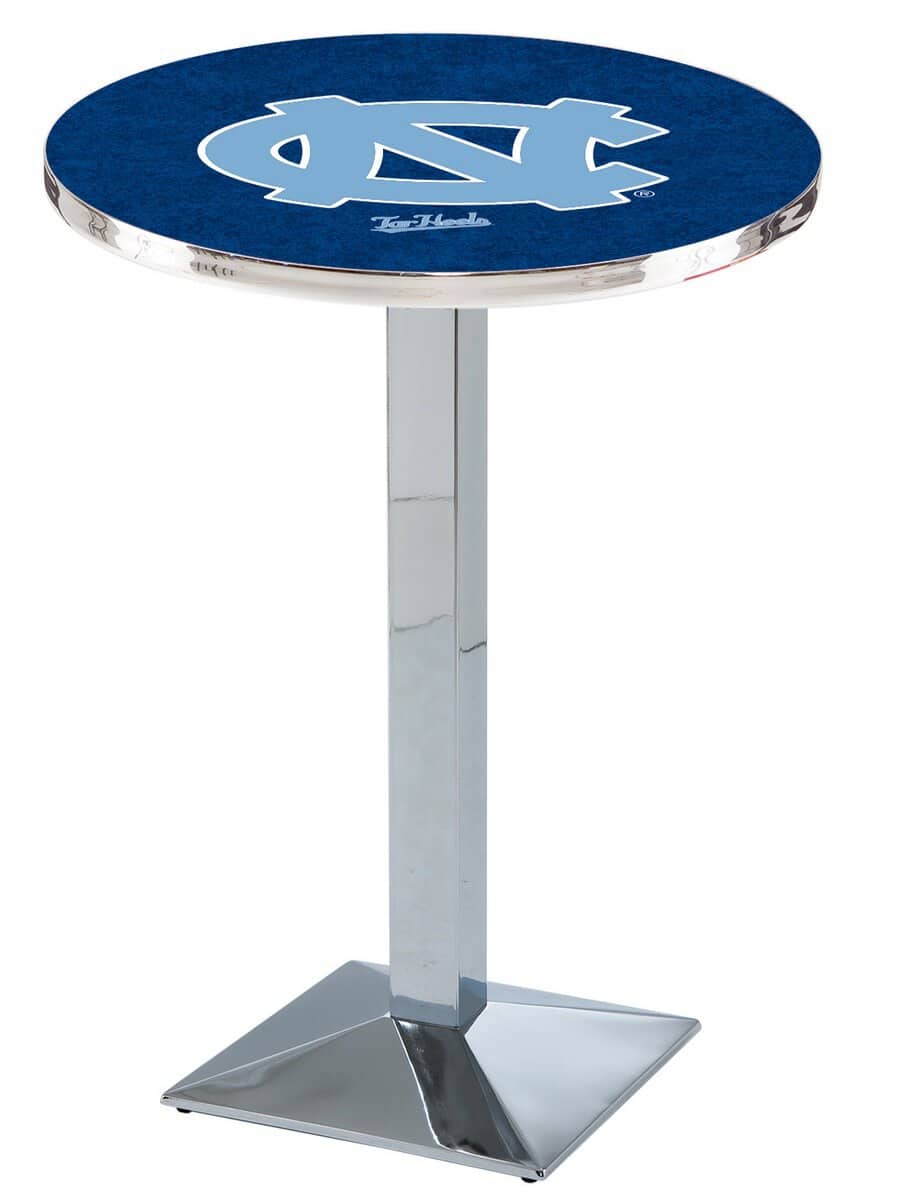 University of North Carolina 42-Inch Pub Table with 30-Inch Top, Square Base Base, and Chrome Finish