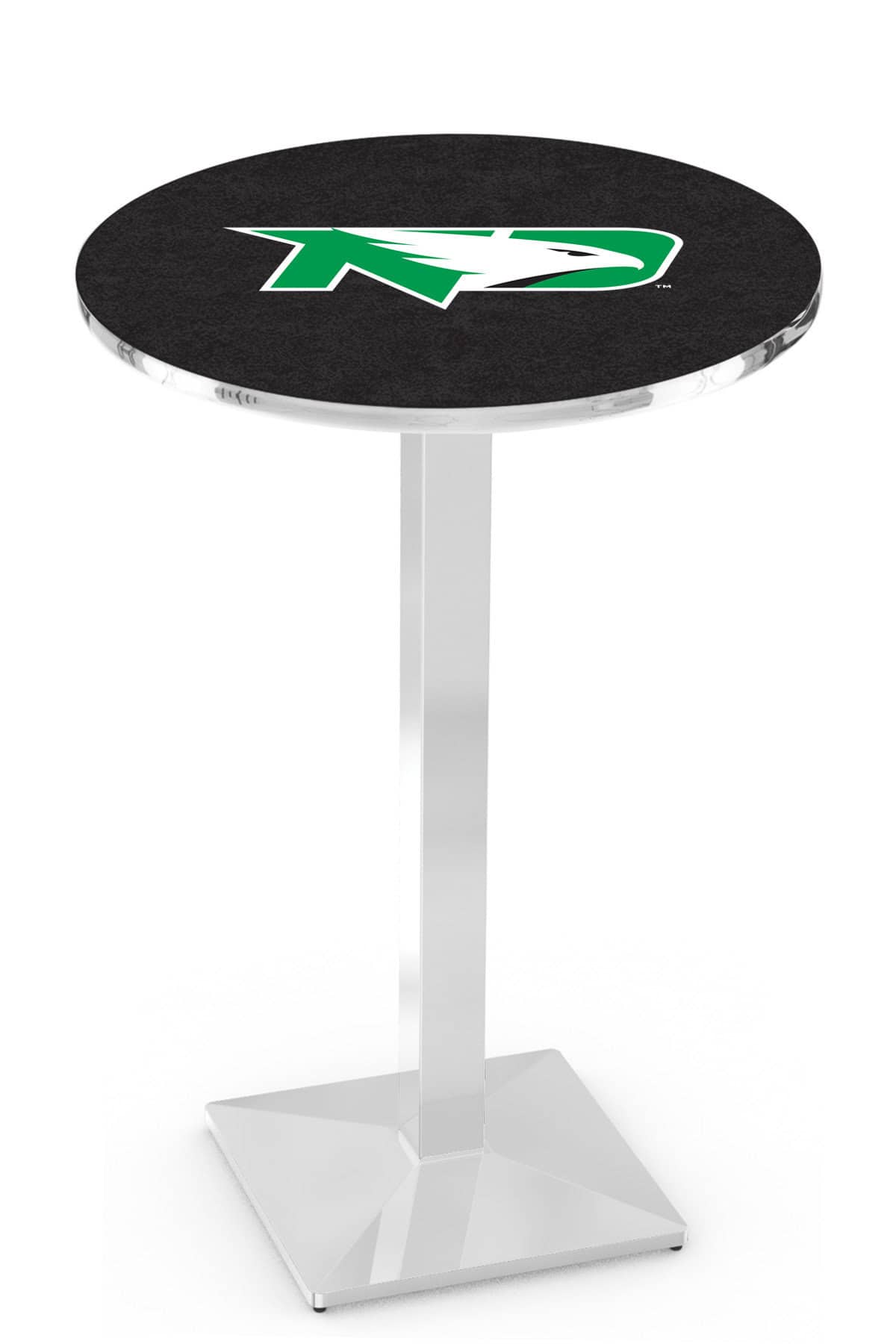 University of North Dakota 42-Inch Pub Table with 36-Inch Top, Square Base Base, and Chrome Finish