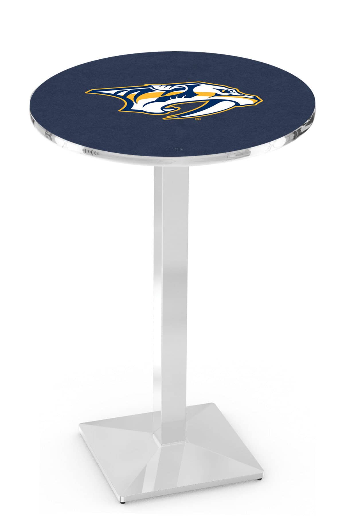 Nashville Predators 42-Inch Pub Table with 30-Inch Top, Square Base Base, and Chrome Finish