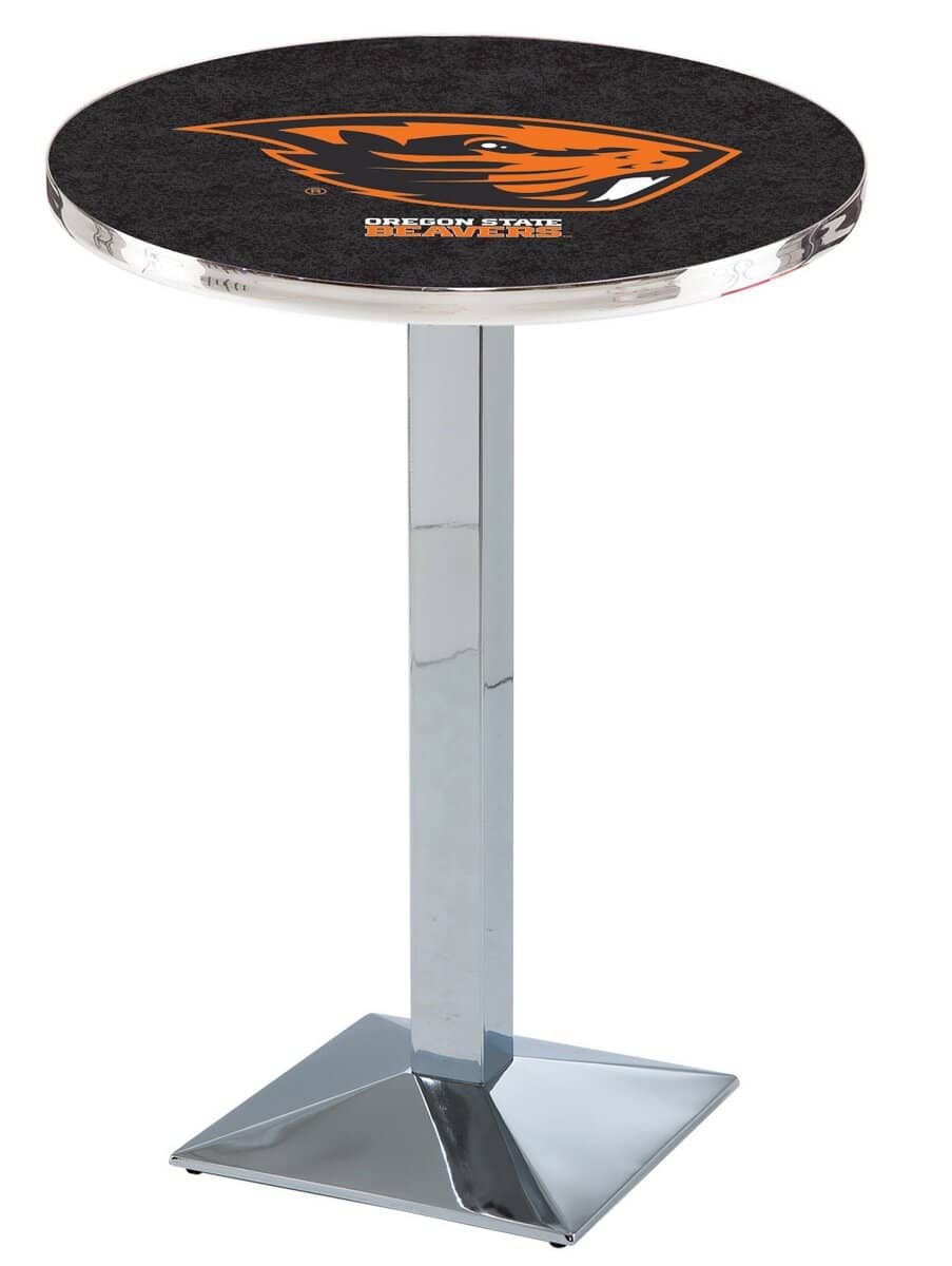 Oregon State University 36-Inch Pub Table with 30-Inch Top, Square Base Base, and Chrome Finish