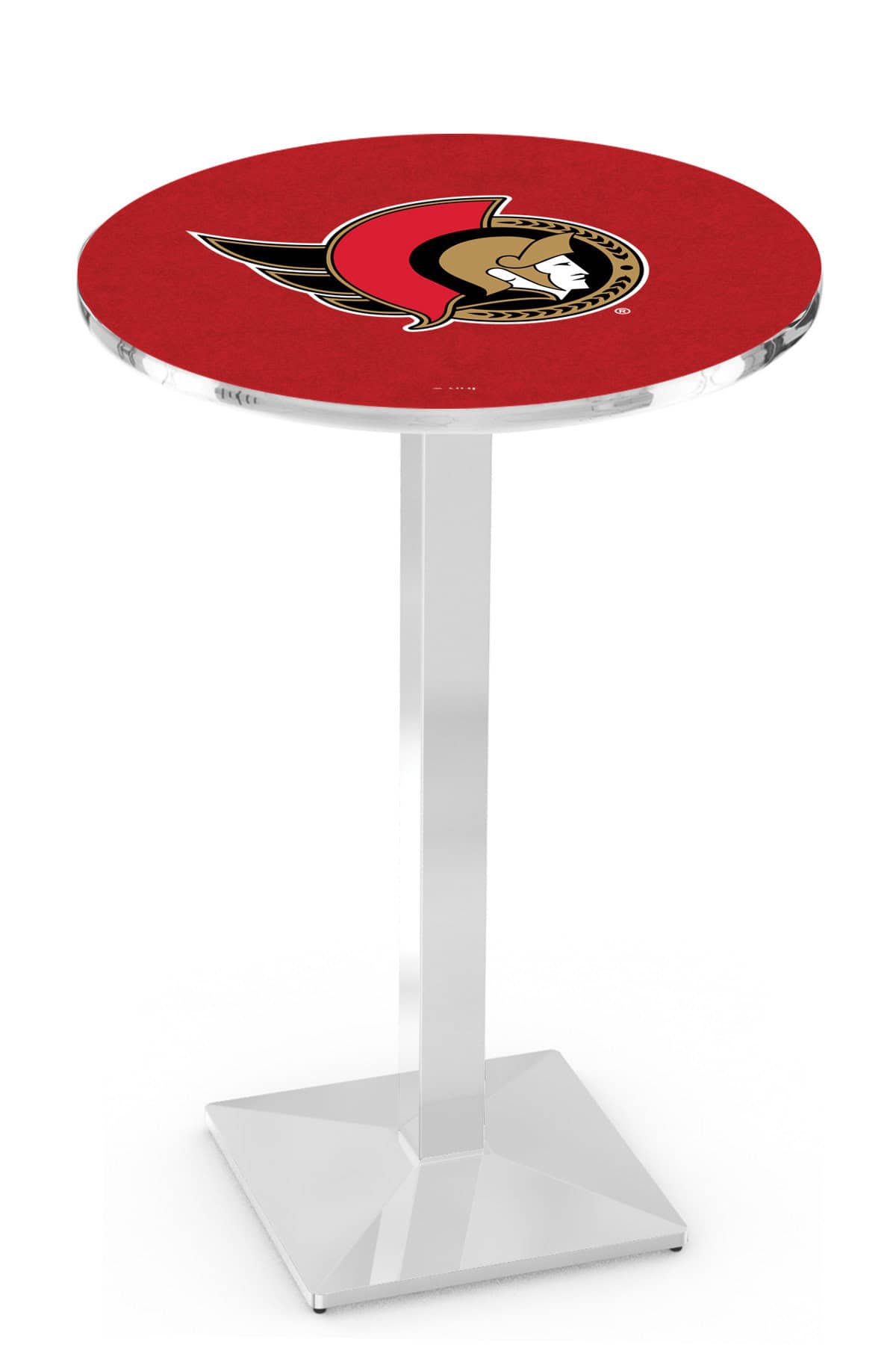 Ottawa Senators 42-Inch Pub Table with 30-Inch Top, Square Base Base, and Chrome Finish