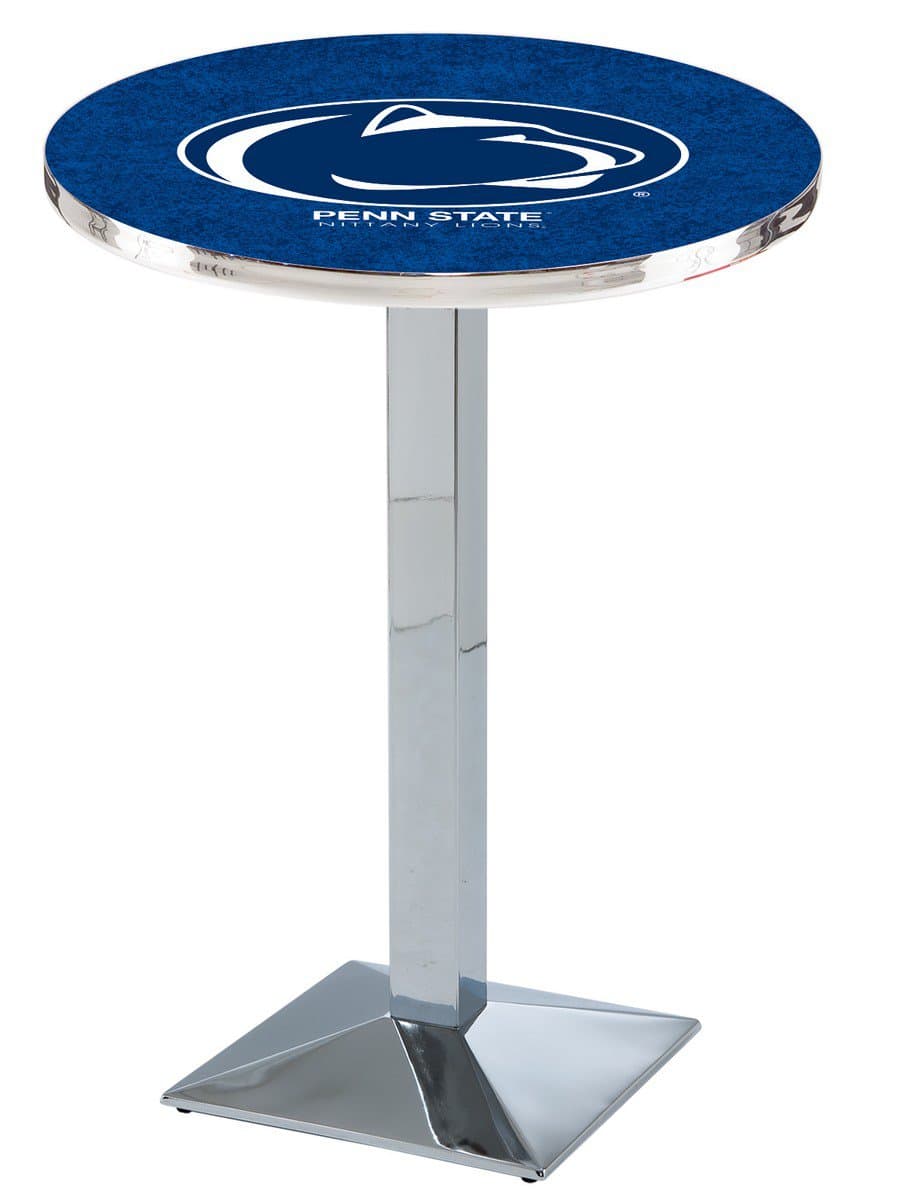 Pennsylvania State University 42-Inch Pub Table with 36-Inch Top, Square Base Base, and Chrome Finish