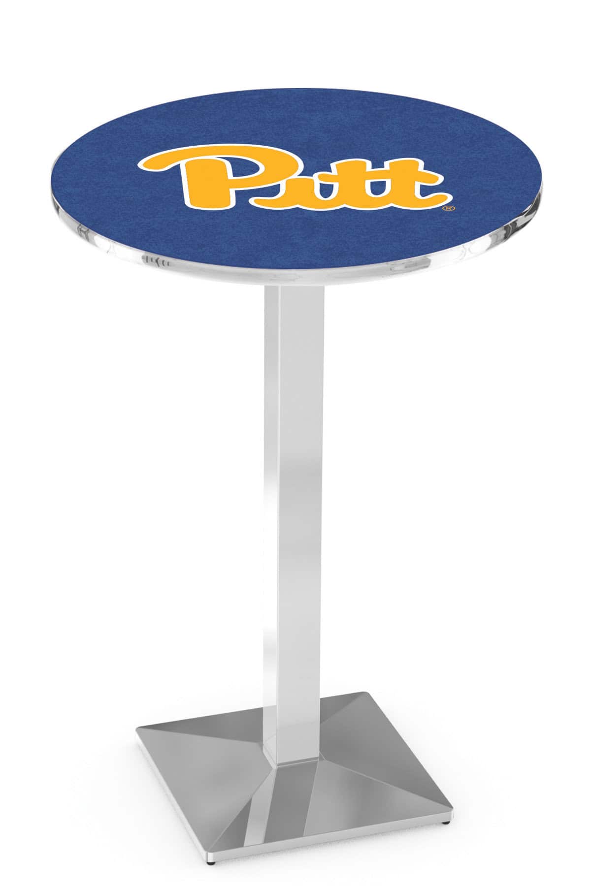 University of Pittsburgh 36-Inch Pub Table with 36-Inch Top, Square Base Base, and Chrome Finish