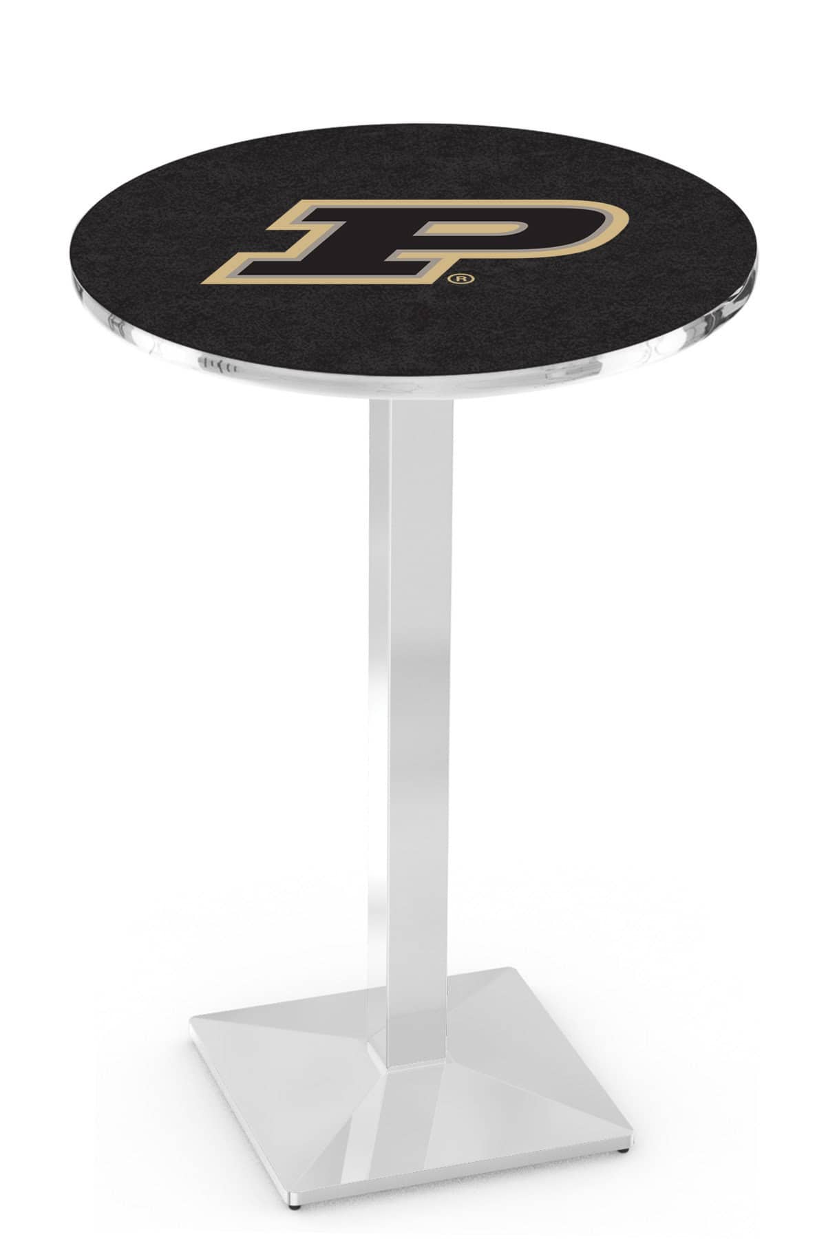 Purdue 36-Inch Pub Table with 36-Inch Top, Square Base Base, and Chrome Finish