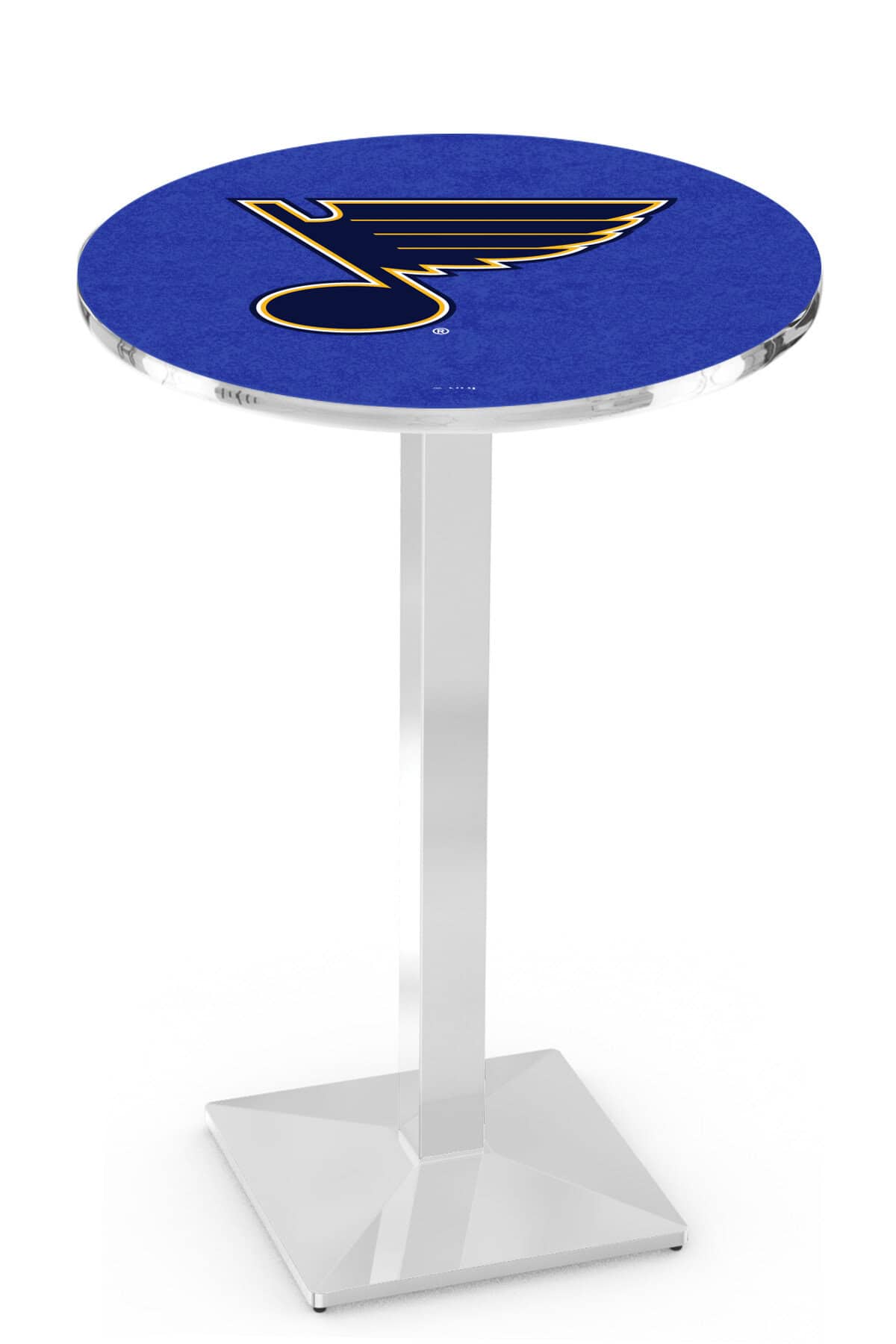 St Louis Blues 36-Inch Pub Table with 36-Inch Top, Square Base Base, and Chrome Finish