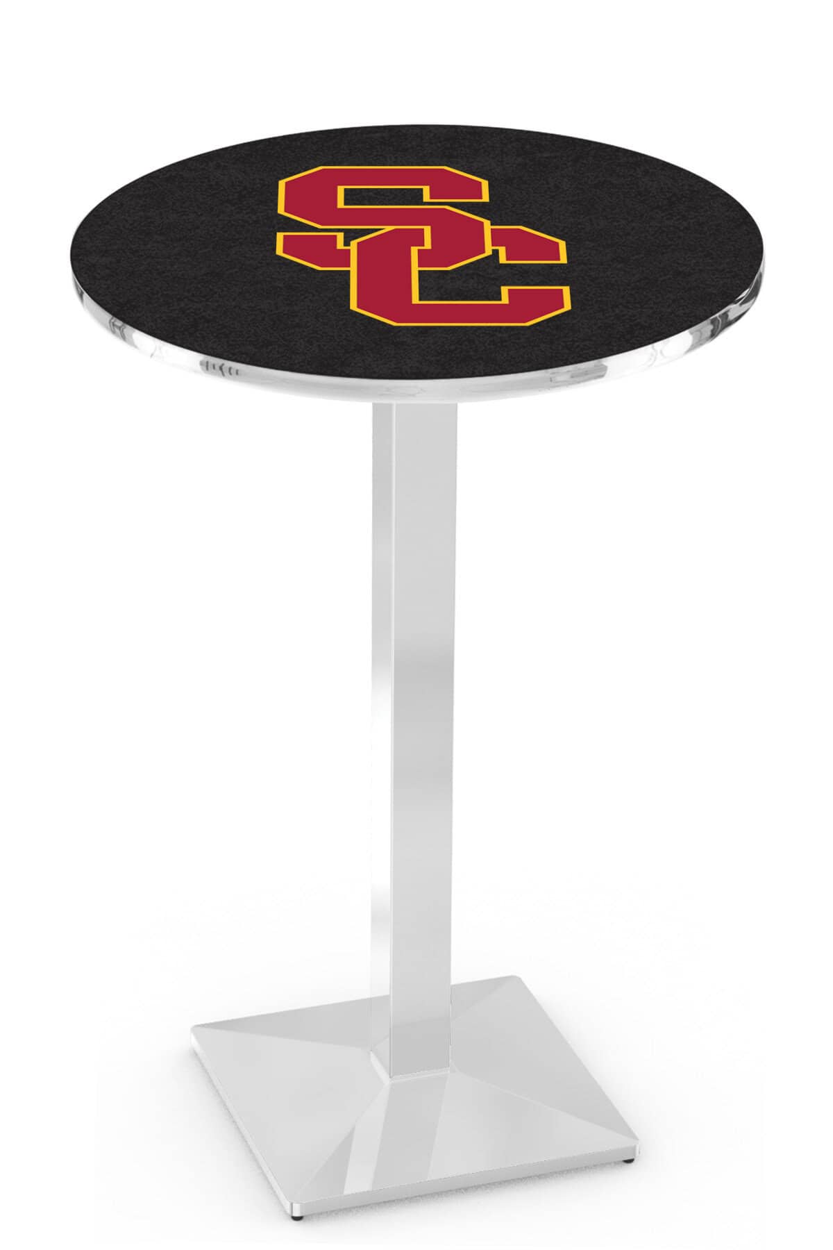 University of Southern California 36-Inch Pub Table with 30-Inch Top, Square Base Base, and Chrome Finish