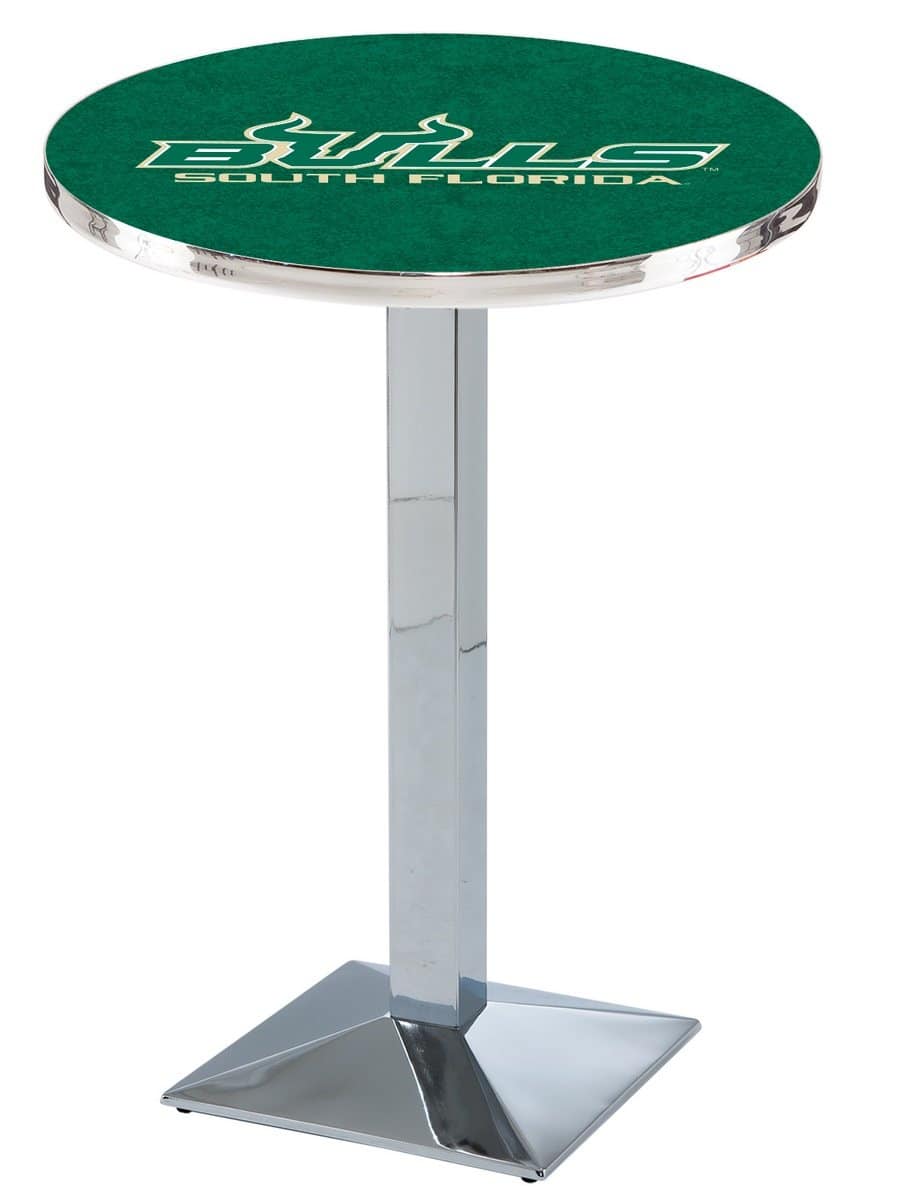 University of South Florida 42-Inch Pub Table with 30-Inch Top, Square Base Base, and Chrome Finish