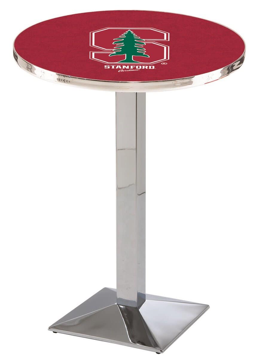 Stanford University 42-Inch Pub Table with 30-Inch Top, Square Base Base, and Chrome Finish