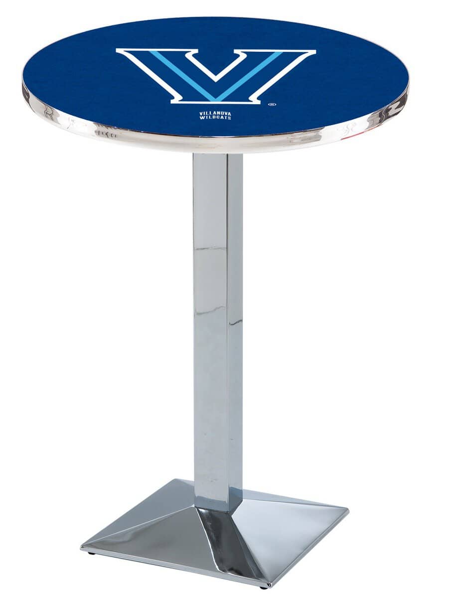 Villanova University 42-Inch Pub Table with 30-Inch Top, Square Base Base, and Chrome Finish