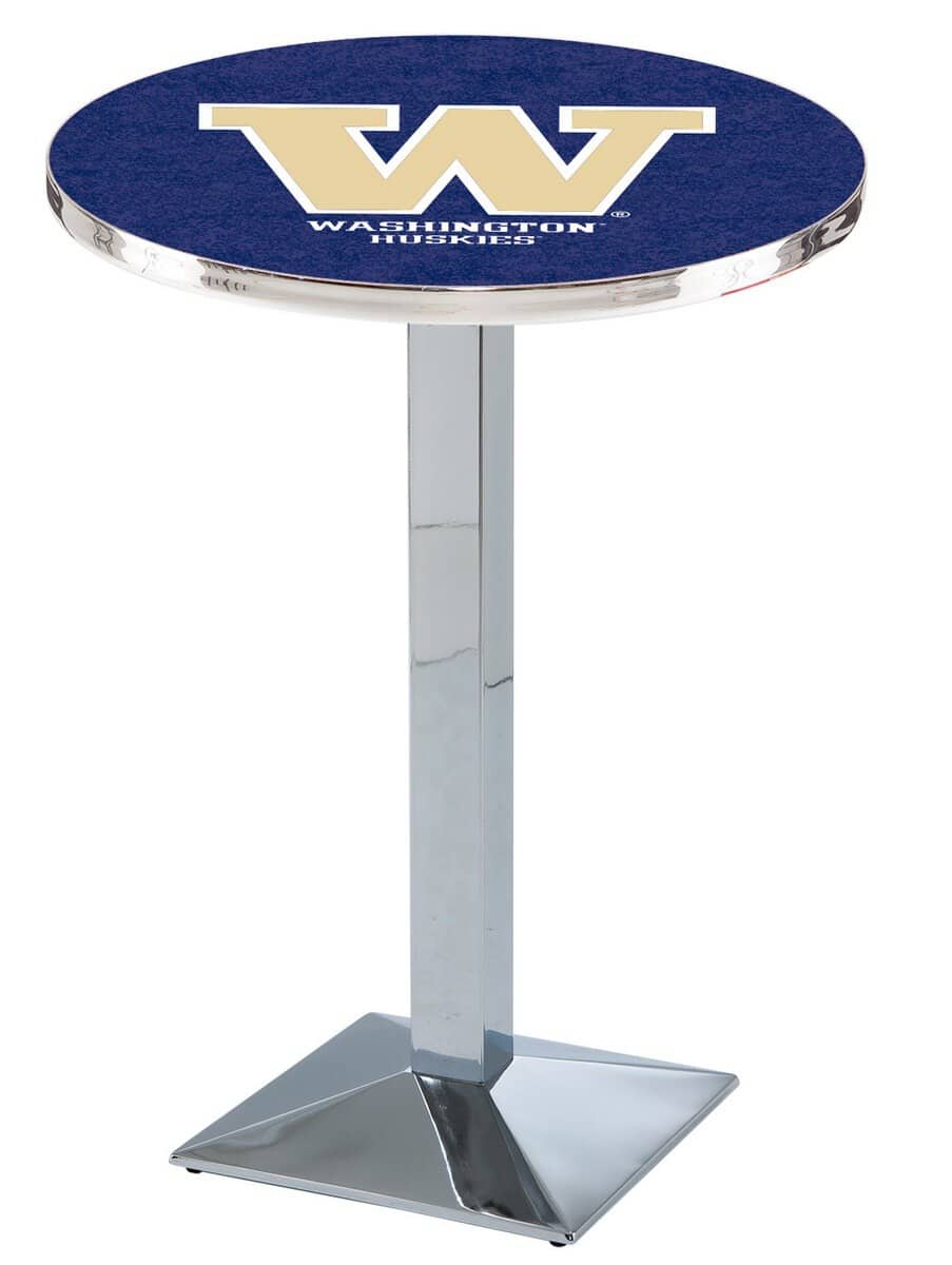 University of Washington 36-Inch Pub Table with 30-Inch Top, Square Base Base, and Chrome Finish