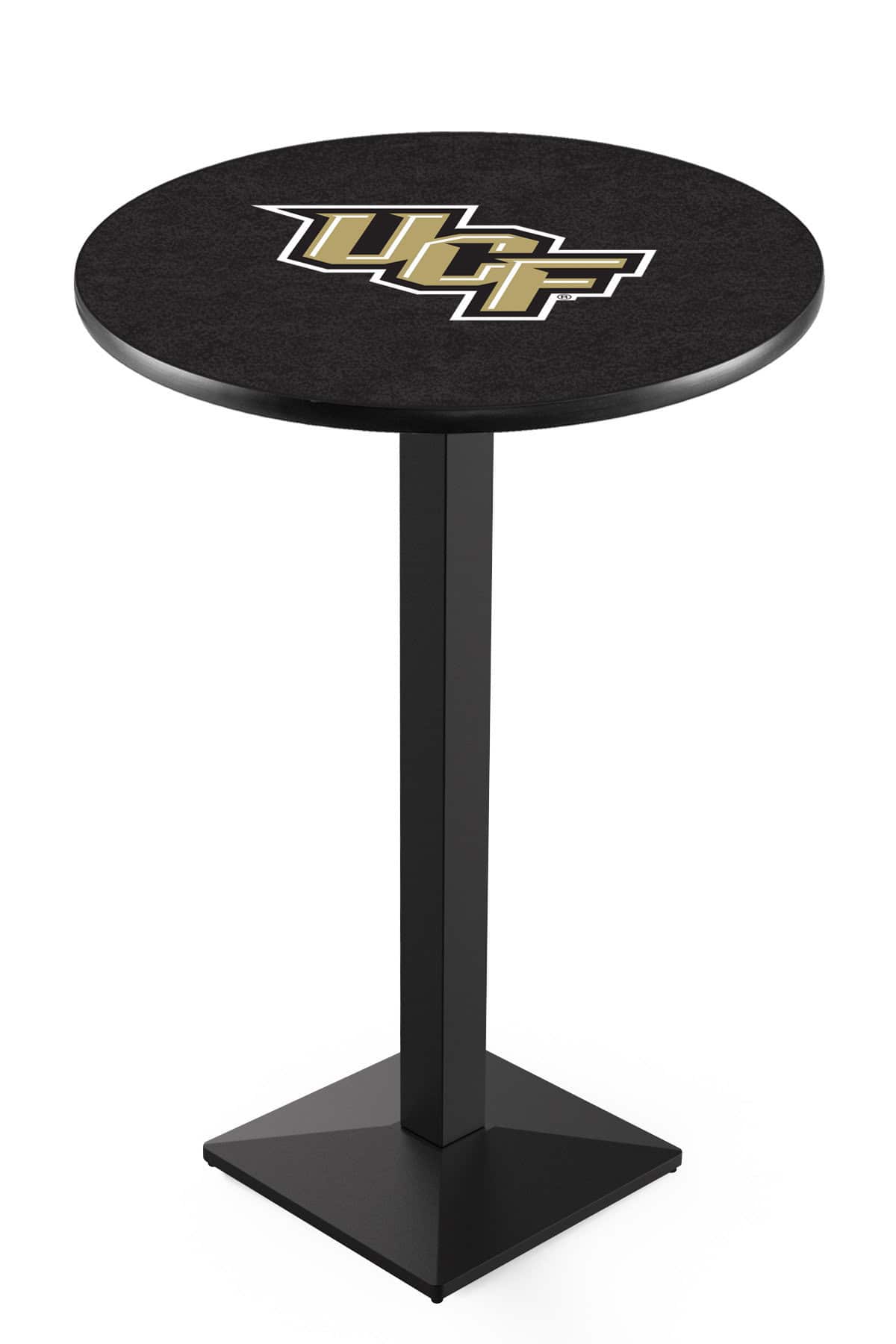 University of Central Florida 42-Inch Pub Table with 30-Inch Top, Square Base Base, and Black Wrinkle Finish